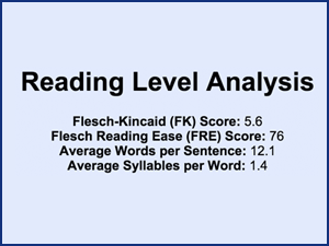 Example Flesch-Kincaid Reading Score