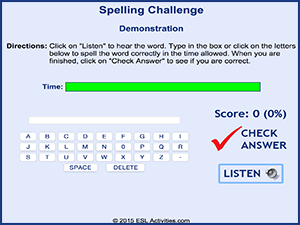 Example Spelling Challenge Game